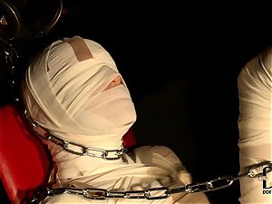 Fetish trussed act with Leyla dark-hued